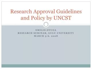 Research Approval Guidelines and Policy by UNCST