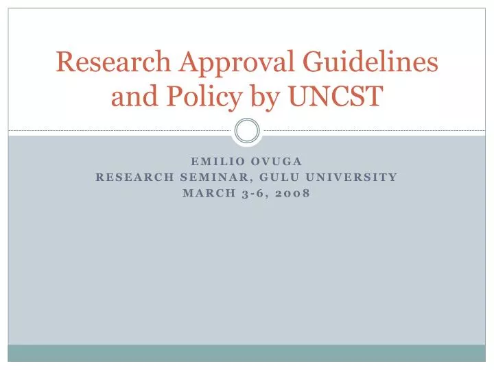 research approval guidelines and policy by uncst