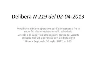 delibera n 219 del 02 04 2013