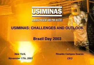 USIMINAS: CHALLENGES AND OUTLOOK Brazil Day 2003