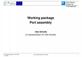 Working package Port assembly Uwe Schultz (in representation for Falk Kunkel)