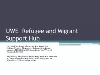 uwe refugee and migrant support hub