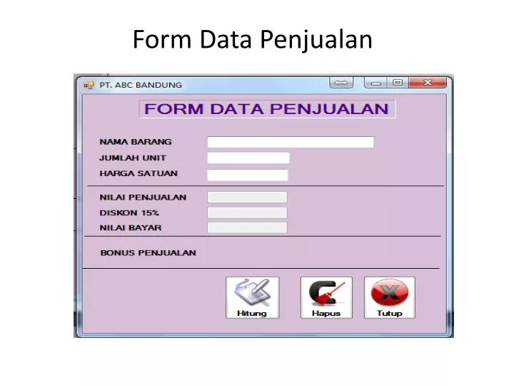 form data penjualan