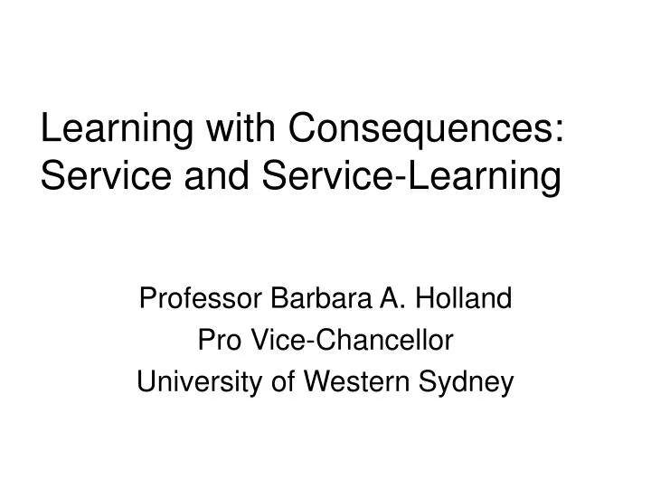 learning with consequences service and service learning