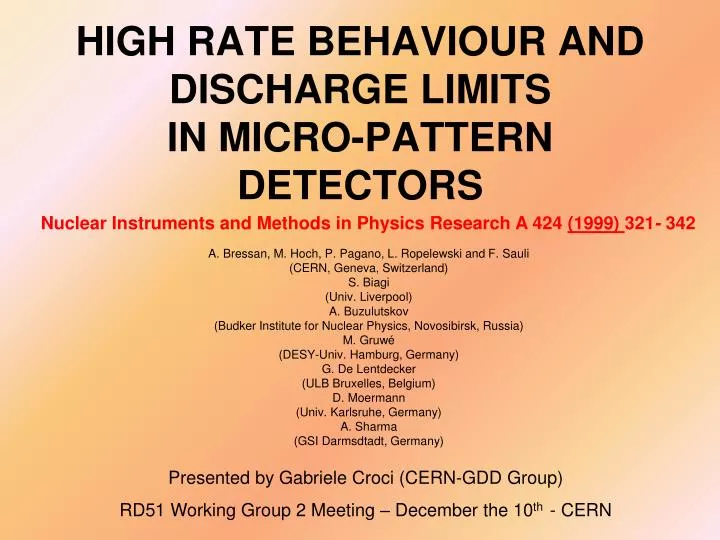 high rate behaviour and discharge limits in micro pattern detectors