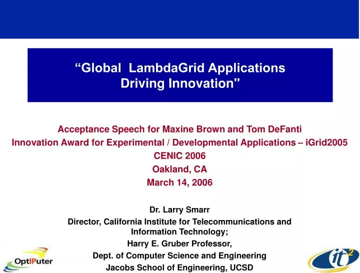 global lambdagrid applications driving innovation