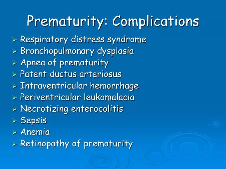 prematurity complications