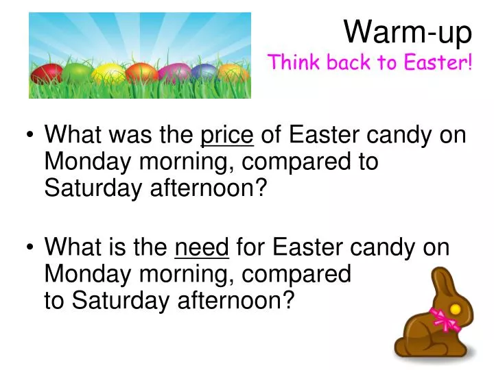 warm up think back to easter