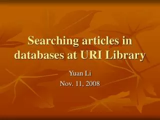 Searching articles in databases at URI Library