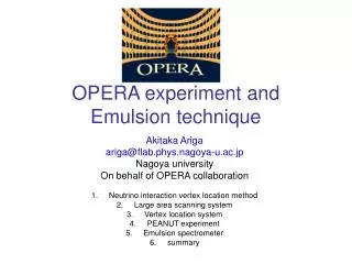 OPERA experiment and Emulsion technique