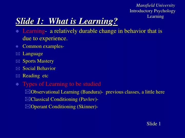slide 1 what is learning