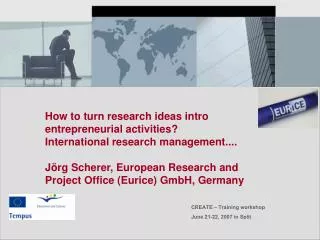 How to turn research ideas intro entrepreneurial activities?