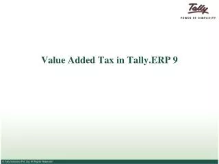 Value Added Tax in Tally.ERP 9