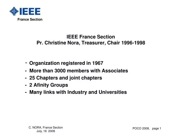 ieee france section pr christine nora treasurer chair 1996 1998