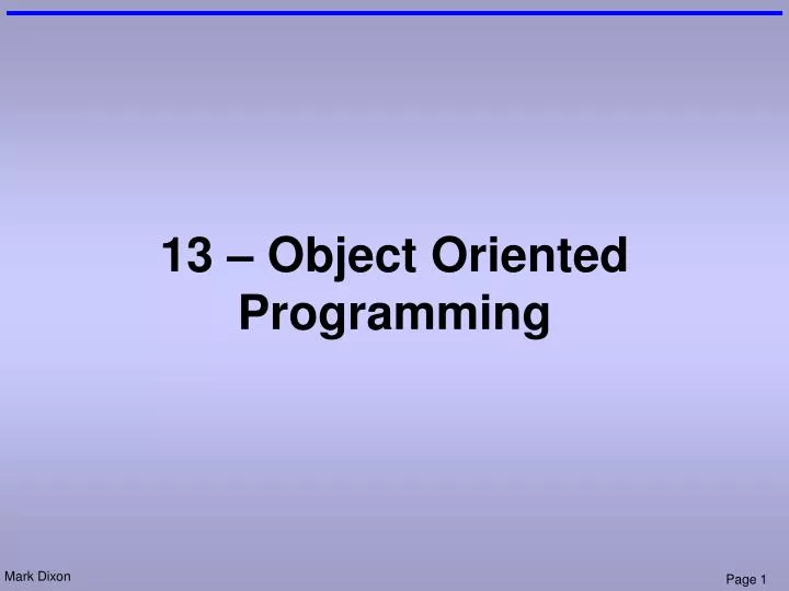 13 object oriented programming