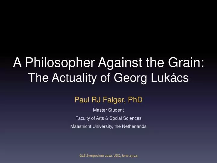a philosopher against the grain the actuality of georg luk cs