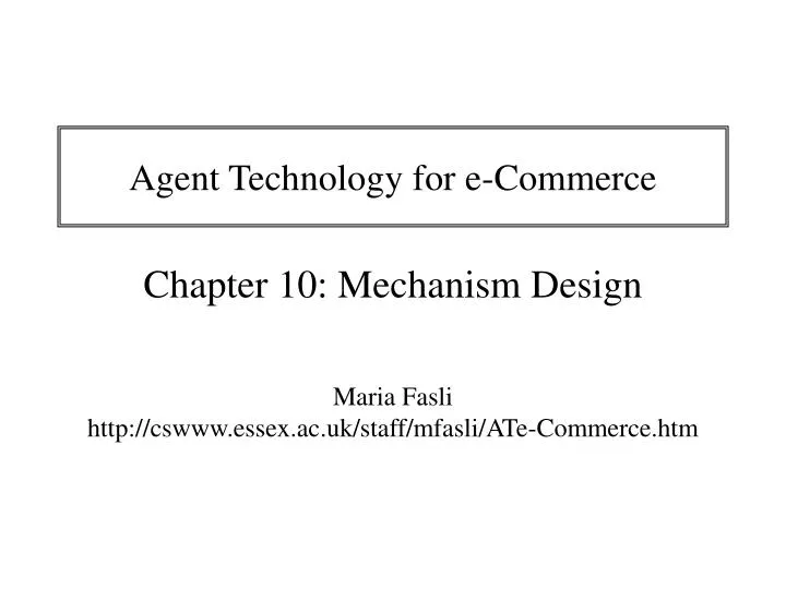 agent technology for e commerce