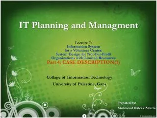 IT Planning and Managment