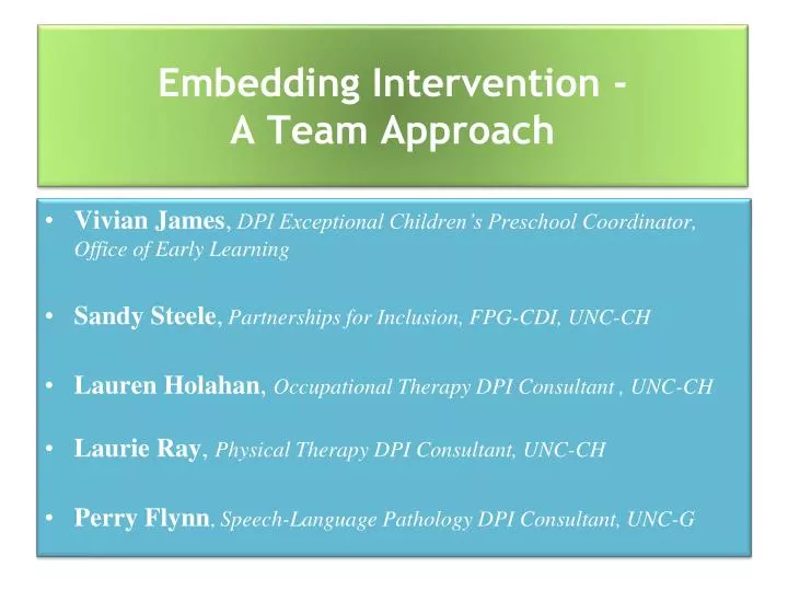 embedding intervention a team approach