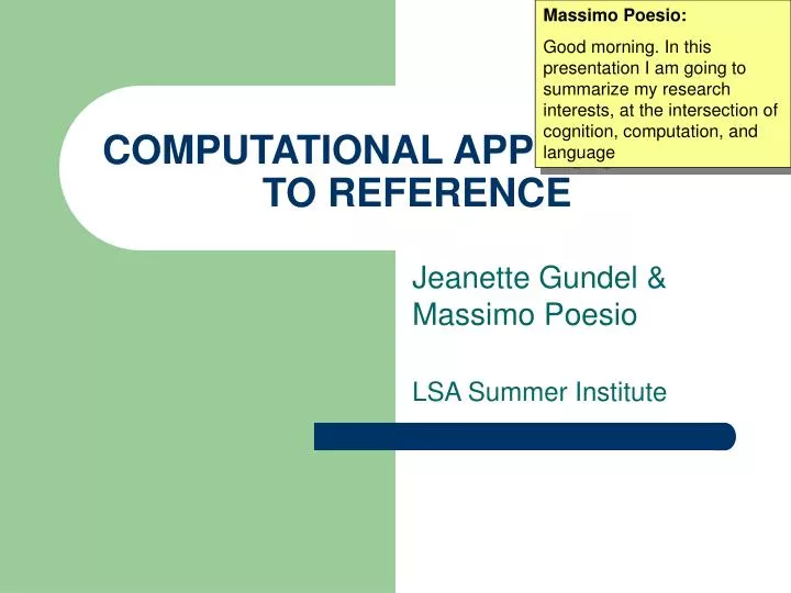 computational approaches to reference