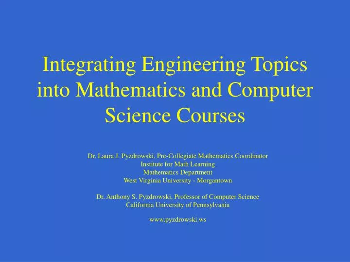 integrating engineering topics into mathematics and computer science courses