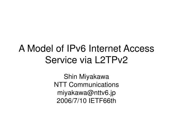 a model of ipv6 internet access service via l2tpv2