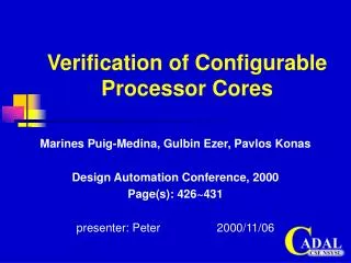 Verification of Configurable Processor Cores