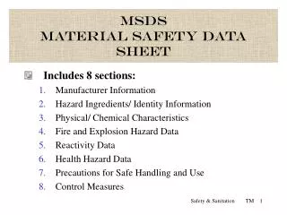 msds material safety data sheet