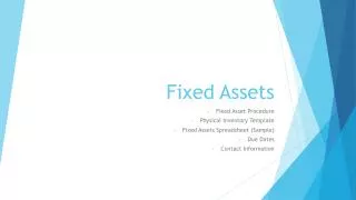 Fixed Assets