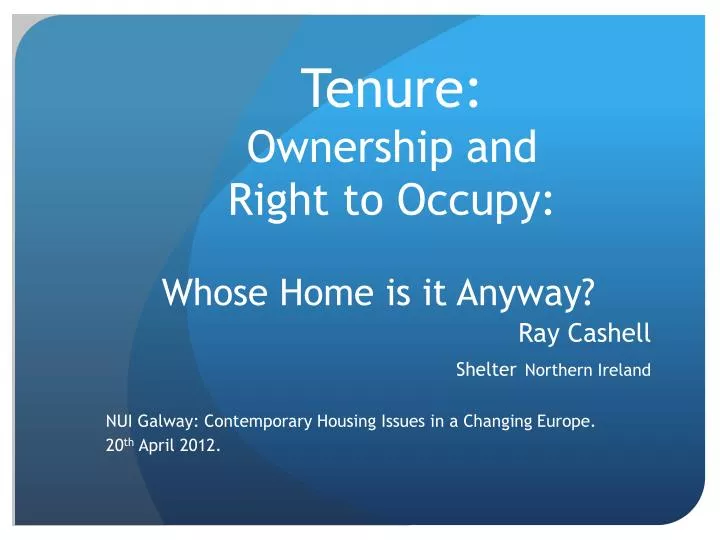 tenure ownership and right to occupy