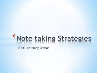 Note taking Strategies