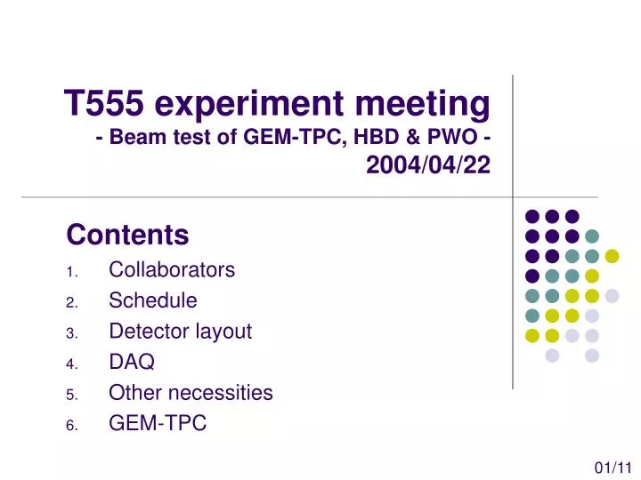 t555 experiment meeting beam test of gem tpc hbd pwo 2004 04 22