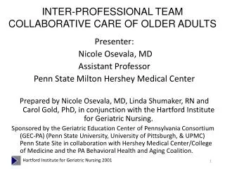 INTER-PROFESSIONAL TEAM COLLABORATIVE CARE OF OLDER ADULTS