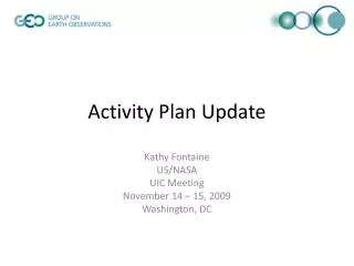 Activity Plan Update
