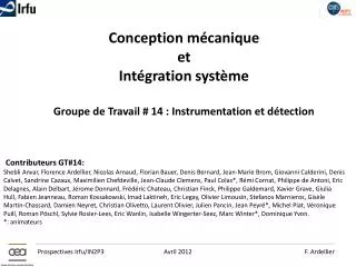 conception m canique et int gration syst me groupe de travail 14 instrumentation et d tection