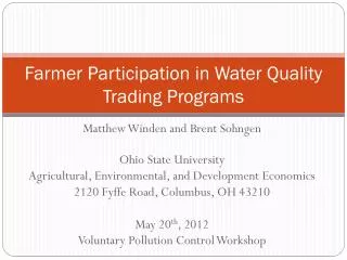 Farmer Participation in Water Quality Trading Programs