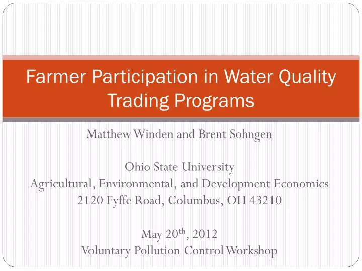 farmer participation in water quality trading programs