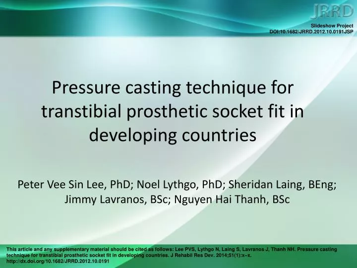pressure casting technique for transtibial prosthetic socket fit in developing countries