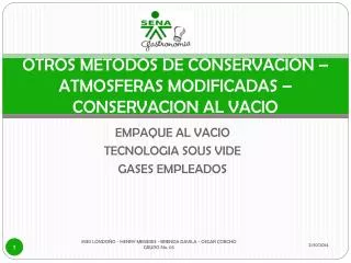 otros metodos de conservacion atmosferas modificadas conservacion al vacio