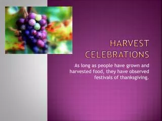 Harvest Celebrations