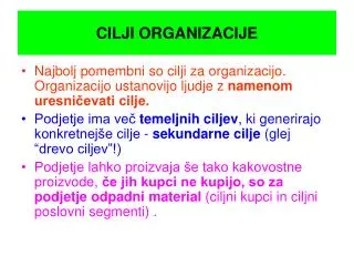 cilji organizacije