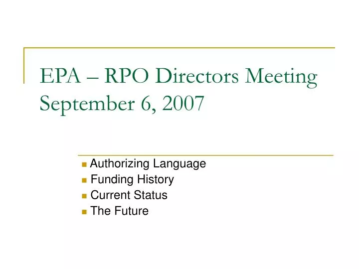 epa rpo directors meeting september 6 2007