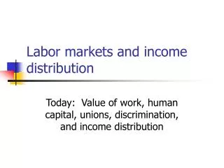 Labor markets and income distribution