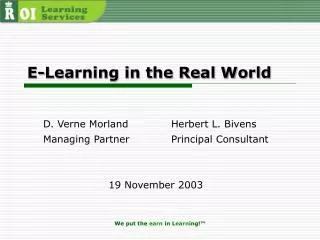 E-Learning in the Real World