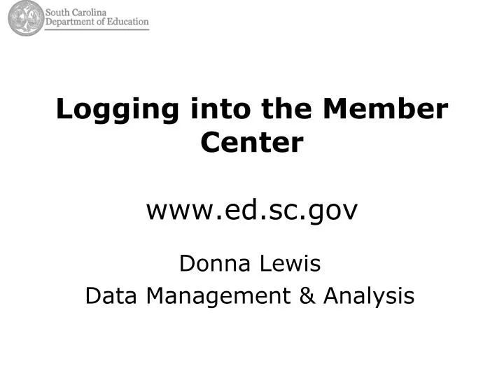 logging into the member center www ed sc gov