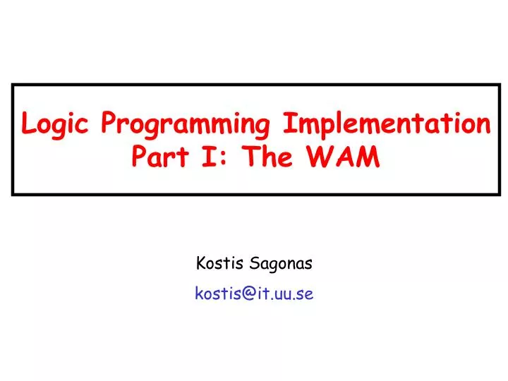 logic programming implementation part i the wam