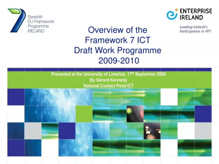 overview of the framework 7 ict draft work programme 2009 2010