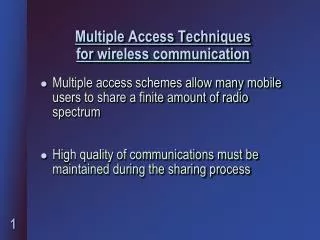 Multiple Access Techniques for w ireless c ommunication