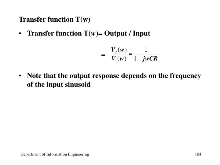 transfer function t w
