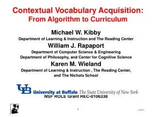 Contextual Vocabulary Acquisition: From Algorithm to Curriculum